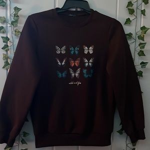 Brown Butterfly crew neck